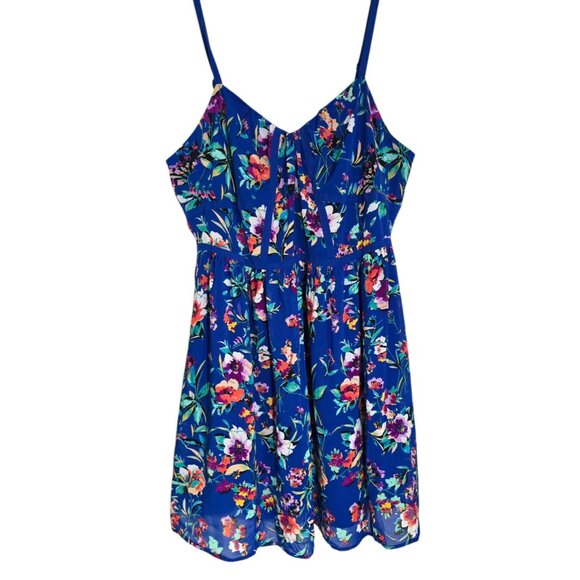 Nicole by Nicole Miller‎ Womens Blue Floral Sundress Sleeveless Size 14 NWT - Picture 1 of 14